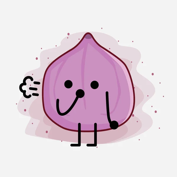 Une Illustration Personnage Mascotte Figue Fruit Mignon — Image vectorielle