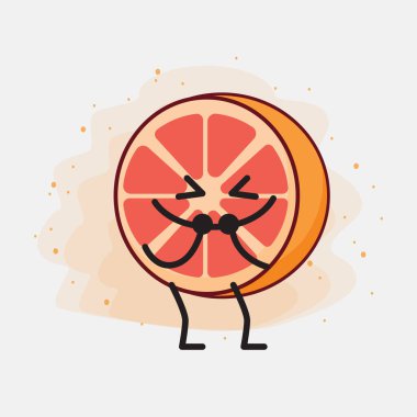 An illustration of Cute Orange Grapefruit Mascot Character vector