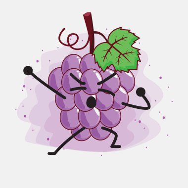 Şirin Mor Üzüm Meyvesi Maskot Karakteri