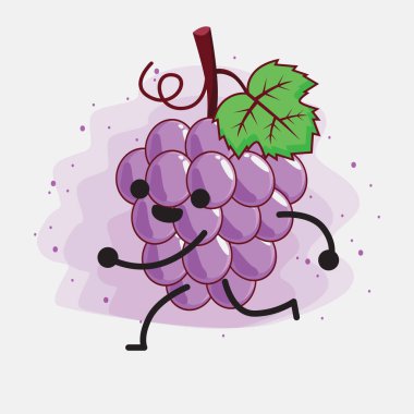 Şirin Mor Üzüm Meyvesi Maskot Karakteri
