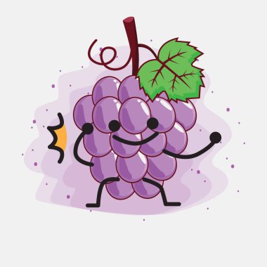 Şirin Mor Üzüm Meyvesi Maskot Karakteri