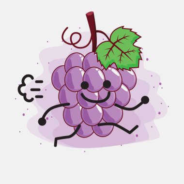 Şirin Mor Üzüm Meyvesi Maskot Karakteri