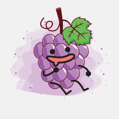 Şirin Mor Üzüm Meyvesi Maskot Karakteri