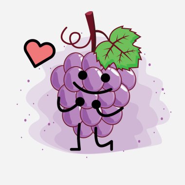Şirin Mor Üzüm Meyvesi Maskot Karakteri