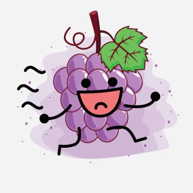 Şirin Mor Üzüm Meyvesi Maskot Karakteri