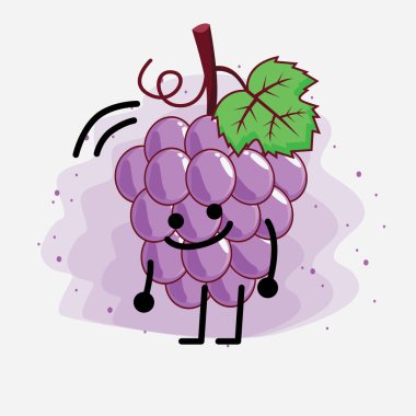 Şirin Mor Üzüm Meyvesi Maskot Karakteri