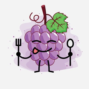 Şirin Mor Üzüm Meyvesi Maskot Karakteri