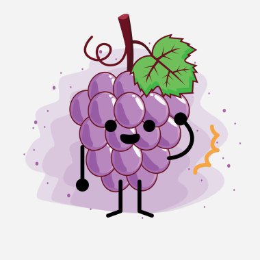 Şirin Mor Üzüm Meyvesi Maskot Karakteri