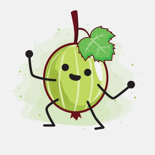 Een Illustratie Van Schattige Kruisbessen Fruit Mascotte Karakter — Stockvector