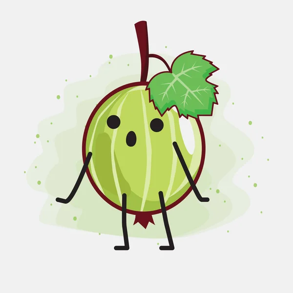 Illustrazione Carino Gooseberry Frutta Mascotte Personaggio — Vettoriale Stock