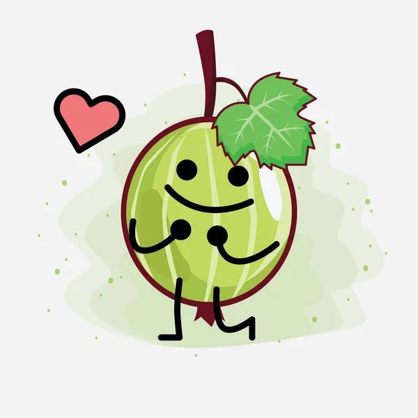 Een Illustratie Van Schattige Kruisbessen Fruit Mascotte Karakter — Stockvector