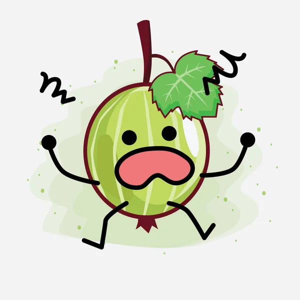 Illustration Cute Gooseberry Fruit Mascot Character — Stock Vector