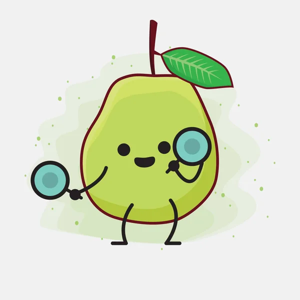 Une Illustration Personnage Mignon Mascotte Goyave Verte — Image vectorielle