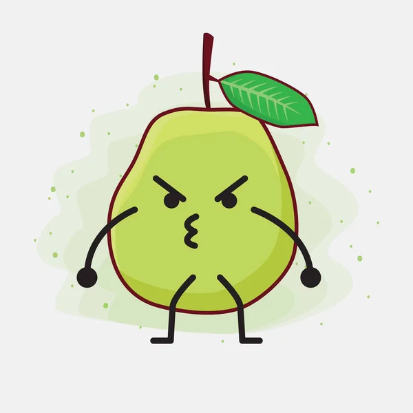 Illustration Cute Green Guava Fruit Mascot Character — Stock Vector