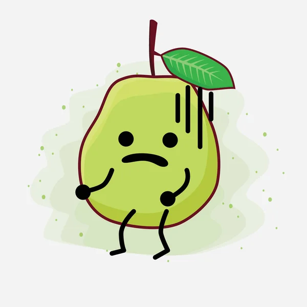Esempio Carino Verde Guava Personaggio Della Mascotte Frutta — Vettoriale Stock