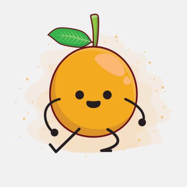 Afrika Mangosteen Karakteri 'nin güzel yüzü, basit el ve bacak çizgisi çizimleri izole edilmiş arka planda. Düz çizgi film karalama tarzı.