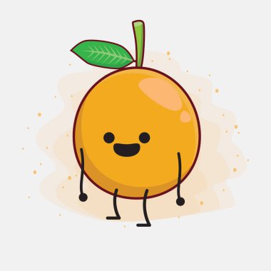 Afrika Mangosteen Karakteri 'nin güzel yüzü, basit el ve bacak çizgisi çizimleri izole edilmiş arka planda. Düz çizgi film karalama tarzı.