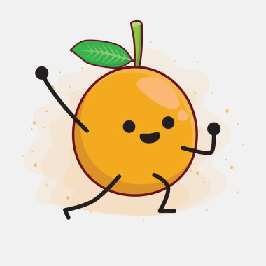 Afrika Mangosteen Karakteri 'nin güzel yüzü, basit el ve bacak çizgisi çizimleri izole edilmiş arka planda. Düz çizgi film karalama tarzı.