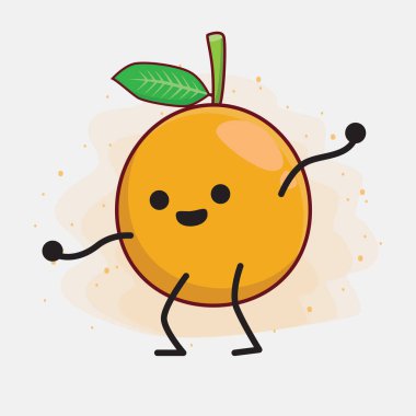 Afrika Mangosteen Karakteri 'nin güzel yüzü, basit el ve bacak çizgisi çizimleri izole edilmiş arka planda. Düz çizgi film karalama tarzı.