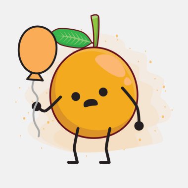 Afrika Mangosteen Karakteri 'nin güzel yüzü, basit el ve bacak çizgisi çizimleri izole edilmiş arka planda. Düz çizgi film karalama tarzı.