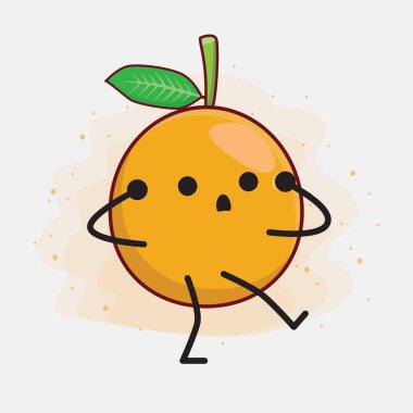 Afrika Mangosteen Karakteri 'nin güzel yüzü, basit el ve bacak çizgisi çizimleri izole edilmiş arka planda. Düz çizgi film karalama tarzı.