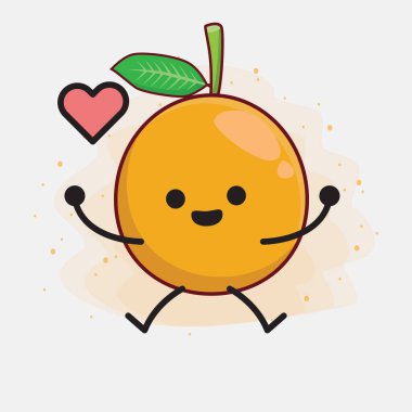 Afrika Mangosteen Karakteri 'nin güzel yüzü, basit el ve bacak çizgisi çizimleri izole edilmiş arka planda. Düz çizgi film karalama tarzı.