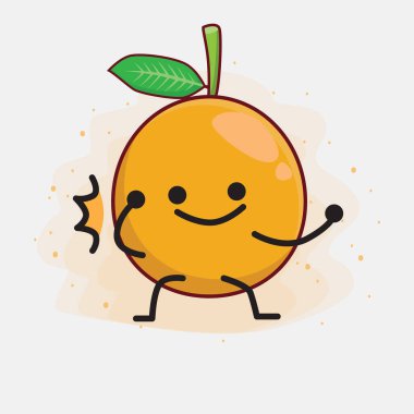 Afrika Mangosteen Karakteri 'nin güzel yüzü, basit el ve bacak çizgisi çizimleri izole edilmiş arka planda. Düz çizgi film karalama tarzı.