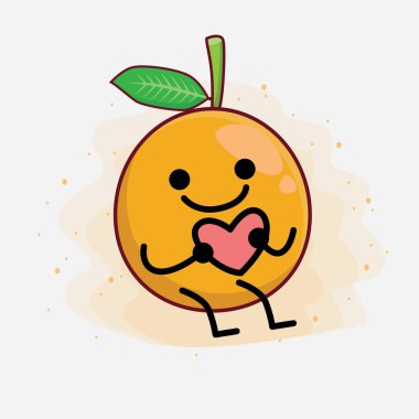 Afrika Mangosteen Karakteri 'nin güzel yüzü, basit el ve bacak çizgisi çizimleri izole edilmiş arka planda. Düz çizgi film karalama tarzı.