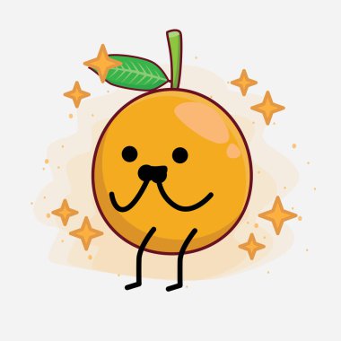 Afrika Mangosteen Karakteri 'nin güzel yüzü, basit el ve bacak çizgisi çizimleri izole edilmiş arka planda. Düz çizgi film karalama tarzı.