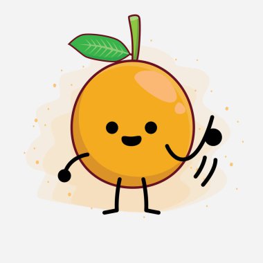 Afrika Mangosteen Karakteri 'nin güzel yüzü, basit el ve bacak çizgisi çizimleri izole edilmiş arka planda. Düz çizgi film karalama tarzı.