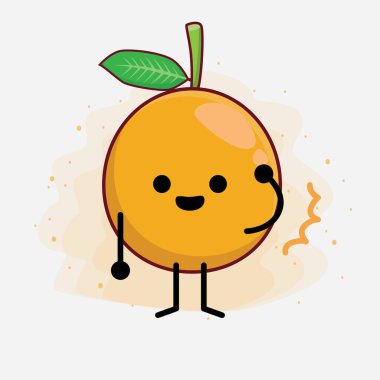 Afrika Mangosteen Karakteri 'nin güzel yüzü, basit el ve bacak çizgisi çizimleri izole edilmiş arka planda. Düz çizgi film karalama tarzı.