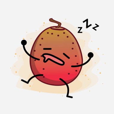 Hindistan İncir Karakteri 'nin güzel yüzlü, basit elli ve bacak çizgisi resimli versiyonu izole arka planda. Düz çizgi film karalama tarzı.