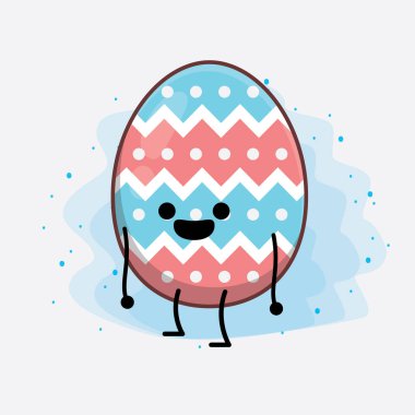 Paskalya Yumurtası Karakterinin Güzel Yüzlü Vector Illustration 'ı, İzole Arkaplanda basit eller ve bacak çizgisi sanatı. Düz çizgi film karalama tarzı.