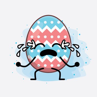 Paskalya Yumurtası Karakterinin Güzel Yüzlü Vector Illustration 'ı, İzole Arkaplanda basit eller ve bacak çizgisi sanatı. Düz çizgi film karalama tarzı.