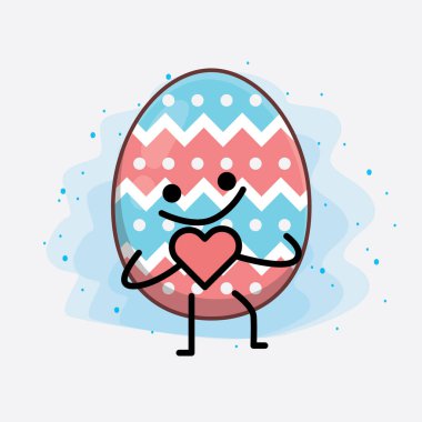 Paskalya Yumurtası Karakterinin Güzel Yüzlü Vector Illustration 'ı, İzole Arkaplanda basit eller ve bacak çizgisi sanatı. Düz çizgi film karalama tarzı.