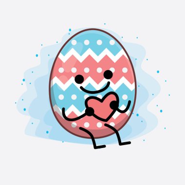 Paskalya Yumurtası Karakterinin Güzel Yüzlü Vector Illustration 'ı, İzole Arkaplanda basit eller ve bacak çizgisi sanatı. Düz çizgi film karalama tarzı.