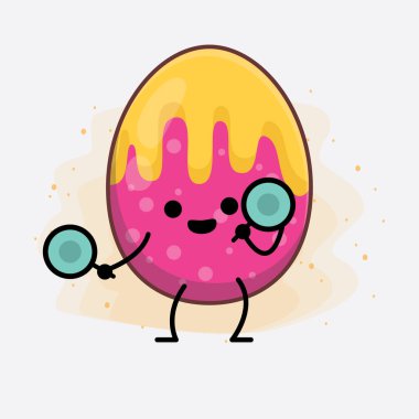 Paskalya Yumurtası Karakterinin Güzel Yüzlü Vector Illustration 'ı, İzole Arkaplanda basit eller ve bacak çizgisi sanatı. Düz çizgi film karalama tarzı.