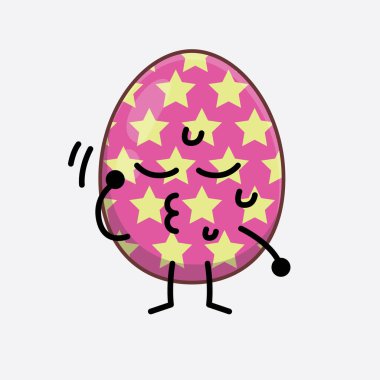 Paskalya Yumurtası Karakterinin Güzel Yüzlü Vector Illustration 'ı, İzole Arkaplanda basit eller ve bacak çizgisi sanatı. Düz çizgi film karalama tarzı.