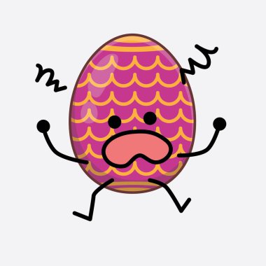 Paskalya Yumurtası Karakterinin Güzel Yüzlü Vector Illustration 'ı, İzole Arkaplanda basit eller ve bacak çizgisi sanatı. Düz çizgi film karalama tarzı.