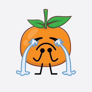 Mandarin Portakal Karakteri 'nin Güzel yüzlü, basit elli ve bacak çizgili tasviri izole edilmiş arka planda. Düz çizgi film karalama tarzı.