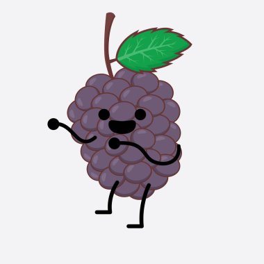 İzole Arkaplanda şirin yüzlü, basit elli ve bacak çizgili Dut Meyvesi Karakteri 'nin Vektör İllüstrasyonu. Düz çizgi film karalama tarzı.