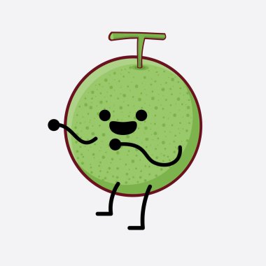 Karpuz Meyvesi Karakteri 'nin Vektör İllüstrasyonu. Hoş bir yüzü, basit elleri ve izole bir arka planda bacak çizgisi sanatı. Düz çizgi film karalama tarzı.