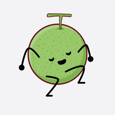 Karpuz Meyvesi Karakteri 'nin Vektör İllüstrasyonu. Hoş bir yüzü, basit elleri ve izole bir arka planda bacak çizgisi sanatı. Düz çizgi film karalama tarzı.