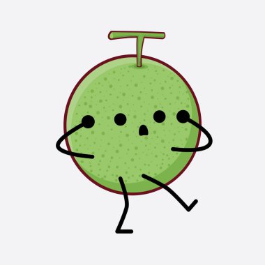 Karpuz Meyvesi Karakteri 'nin Vektör İllüstrasyonu. Hoş bir yüzü, basit elleri ve izole bir arka planda bacak çizgisi sanatı. Düz çizgi film karalama tarzı.