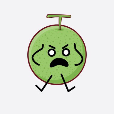 Karpuz Meyvesi Karakteri 'nin Vektör İllüstrasyonu. Hoş bir yüzü, basit elleri ve izole bir arka planda bacak çizgisi sanatı. Düz çizgi film karalama tarzı.