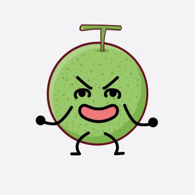 Karpuz Meyvesi Karakteri 'nin Vektör İllüstrasyonu. Hoş bir yüzü, basit elleri ve izole bir arka planda bacak çizgisi sanatı. Düz çizgi film karalama tarzı.