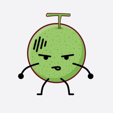 Karpuz Meyvesi Karakteri 'nin Vektör İllüstrasyonu. Hoş bir yüzü, basit elleri ve izole bir arka planda bacak çizgisi sanatı. Düz çizgi film karalama tarzı.