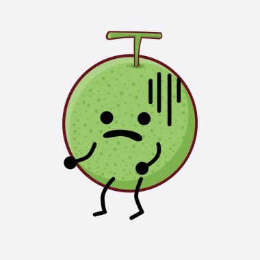 Karpuz Meyvesi Karakteri 'nin Vektör İllüstrasyonu. Hoş bir yüzü, basit elleri ve izole bir arka planda bacak çizgisi sanatı. Düz çizgi film karalama tarzı.