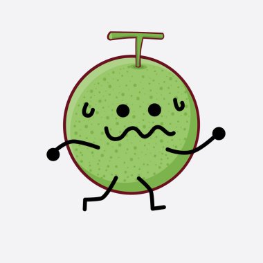 Karpuz Meyvesi Karakteri 'nin Vektör İllüstrasyonu. Hoş bir yüzü, basit elleri ve izole bir arka planda bacak çizgisi sanatı. Düz çizgi film karalama tarzı.