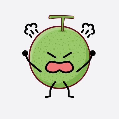 Karpuz Meyvesi Karakteri 'nin Vektör İllüstrasyonu. Hoş bir yüzü, basit elleri ve izole bir arka planda bacak çizgisi sanatı. Düz çizgi film karalama tarzı.